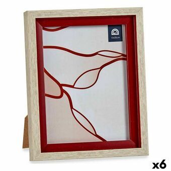 Photo frame 18,8 x 2 x 24 cm Crystal Red Wood Brown Plastic (6 Units)