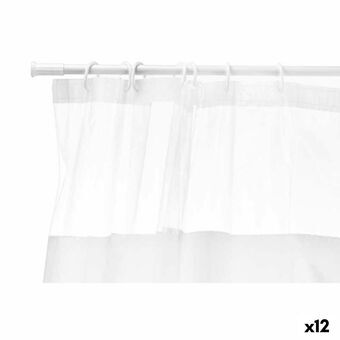 Shower Curtain 180 x 180 cm Transparent White Plastic PEVA (12 Units)