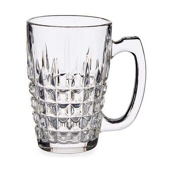 Jug Mug Squares Transparent Glass (340 ml) (6 Units)