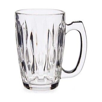 Jug Mug Abstract Transparent Glass (340 ml) (6 Units)