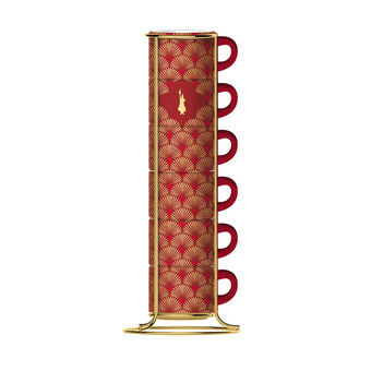 6 Piece Coffee Cup Set Bialetti Deco Glamour Red