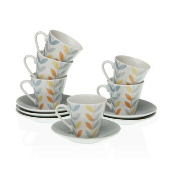 Set of Mugs with Saucers Versa Erin Coffee Porcelain (12 Pieces)