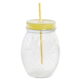 Cup with Straw DKD Home Decor Metal Crystal (330 ml) (9 x 6.5 x 13.5 cm)