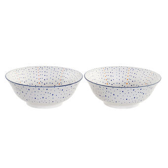 Salad Bowl DKD Home Decor Porcelain (20 x 20 x 9,5 cm) (2 Units)