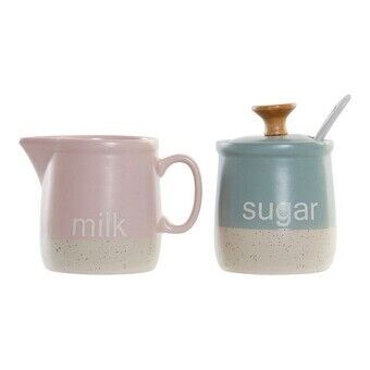 Milk jug and sugar bowl DKD Home Decor Stoneware (2 pcs)