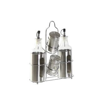 Condiment Set DKD Home Decor Crystal Silver Stainless steel (22 x 5,4 x 22 cm)
