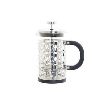 Cafetière with Plunger DKD Home Decor Black Stainless steel Silver Borosilicate Glass (600 ml)