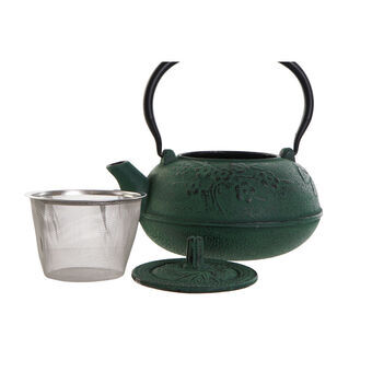 Teapot DKD Home Decor Black Green Iron Flowers (19.5 x 17 x 18.5 cm) (1000 ml) (2 pcs)