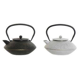 Teapot DKD Home Decor Black White Iron (2 pcs) (850 ml)