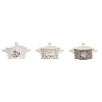 Cup with lid DKD Home Decor Bone China Porcelain (16,5 x 13 x 9 cm) (3 Units)
