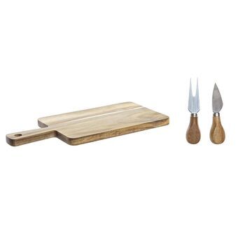 Cutting board DKD Home Decor 2 knives Stainless steel Acacia 34 x 16 x 3,2 cm (3 pcs)