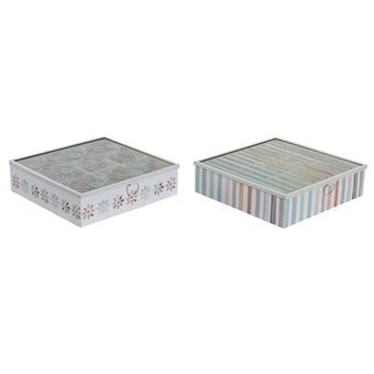 Box for Infusions DKD Home Decor Crystal Metal MDF (24 x 24 x 7 cm) (2 Units)