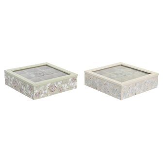 Box for Infusions DKD Home Decor Crystal Metal MDF (24 x 24 x 6,5 cm) (2 Units)
