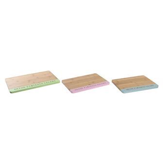 Cutting board DKD Home Decor Blue Pink Green Bamboo (33,5 x 22,4 x 1,2 cm)