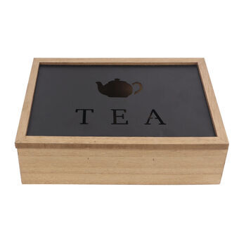 Box for Infusions DKD Home Decor Black Metal Brown MDF Wood (24 x 16 x 7 cm)