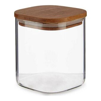 Jar Brown Transparent Bamboo Borosilicate Glass (880 ml)