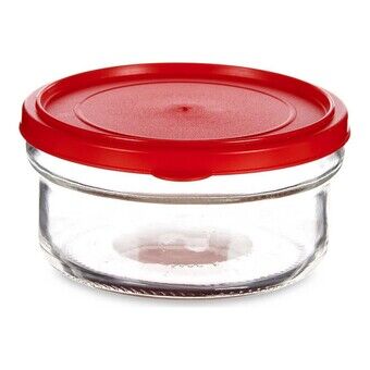 Round Lunch Box with Lid Red Plastic Glass (415 cl)
