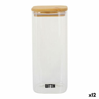 Food Preservation Container Quttin Bamboo Borosilicate Glass Squared 1 L (12 Units)