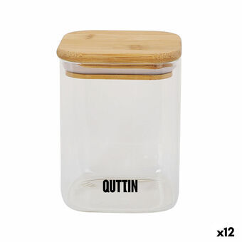Food Preservation Container Quttin Bamboo Borosilicate Glass Squared 480 ml (12 Units)