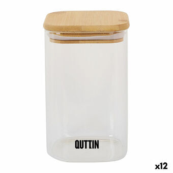 Food Preservation Container Quttin Bamboo Borosilicate Glass Squared 720 ml (12 Units)