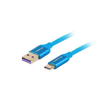 USB A to USB C Cable Lanberg CA-USBO-21CU-0010-BL Blue ( 1m)