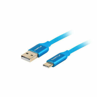 USB A to USB C Cable Lanberg CA-USBO-22CU-0010-BL Quick Charge 3.0 Blue 1 m