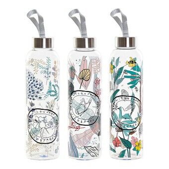 Bottle from recycled glass, with lid DKD Home Decor Stainless steel (550 ml) (3 pcs)