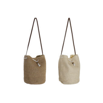 Shoulder Bag DKD Home Decor Natural Beige Polyester Fibre (44 x 28 x 38 cm) (2 Units)