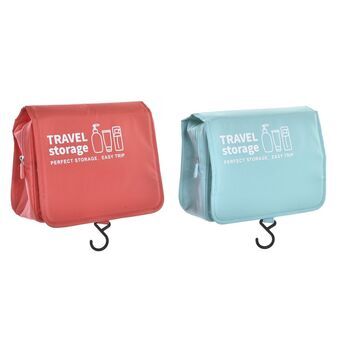 Travel Vanity Case DKD Home Decor Turquoise Polyester Coral (24 x 9,5 x 18 cm) (2 Units)