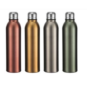 Bottle DKD Home Decor Red Silver Grey Golden Stainless steel Green (6,5 x 6,5 x 25,2 cm) (4 Units)