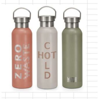 Bottle DKD Home Decor Pink Stainless steel Green (7 x 7 x 24 cm) (3 Units)