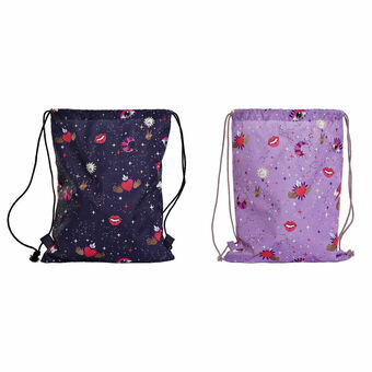 Backpack with Strings DKD Home Decor Pink Lilac Polyester Nylon (2 pcs)