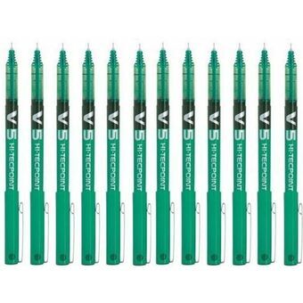 Liquid ink ballpoint pen Pilot Roller V-5 Green 12 Units