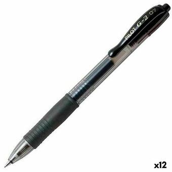 Gel pen Pilot G-2 07 Black 0,4 mm (12 Units)
