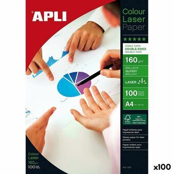 Glossy Photo Paper Apli Laser 100 Sheets Double-sided A4 160 g/m2