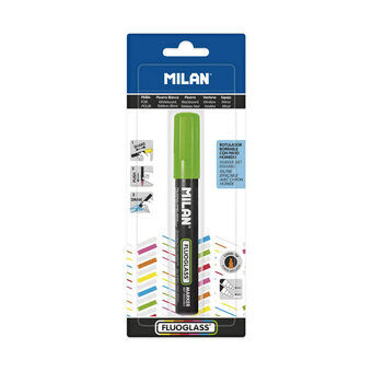 Marker pen/felt-tip pen Milan Fluoglass Erasable ink White Green