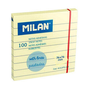 Notepad Milan Self-adhesives Striped Yellow 7,6 x 7,6 cm