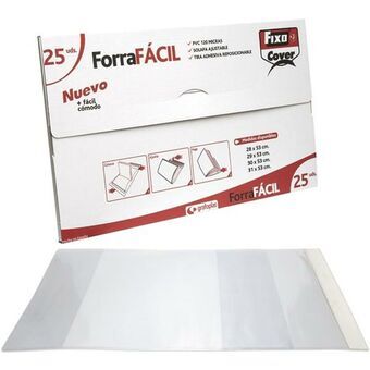 Adhesive Book Cover Grafoplas Adjustable Lapel 0,12 mm Transparent PVC 25 Units (28 x 53 cm)