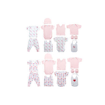 Set of clothes DKD Home Decor Cotton Pink White 0-6 Months (11 Pieces) (2 Units)