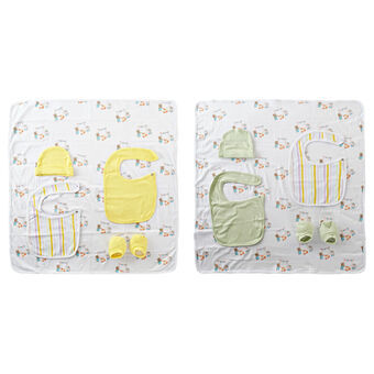 Gift Set for Babies DKD Home Decor 0-6 Months Blanket animals Green Yellow (5 Pieces) (2 Units)