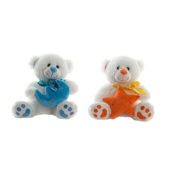 Fluffy toy DKD Home Decor Blue Orange Polyester Plastic Bear (2 pcs) (10 x 10 x 20 cm)