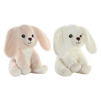Fluffy toy DKD Home Decor Beige Rabbit White Children\'s (20 x 15 x 28 cm) (2 Units)