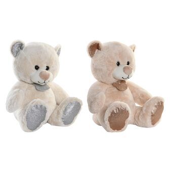 Fluffy toy DKD Home Decor Beige White Children\'s Bear (25 x 26 x 30 cm) (2 Units)