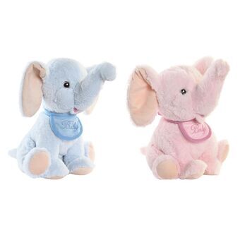 Fluffy toy DKD Home Decor Elephant Sky blue Light Pink (20 x 18 x 25 cm) (2 Units)