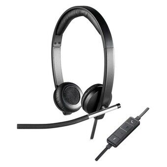 Headphones with Microphone Logitech 981-000519           USB 2.0 Black