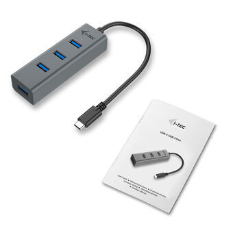 USB Hub i-Tec C31HUBMETAL403 USB x 4 Grey Black