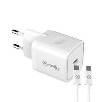 Wall Charger + USB C Cable Celly TC1C20WTYPECWH