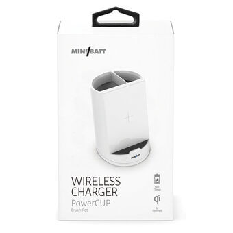Wireless Charger with Mobile Holder MiniBatt PowerCUP White Pencil