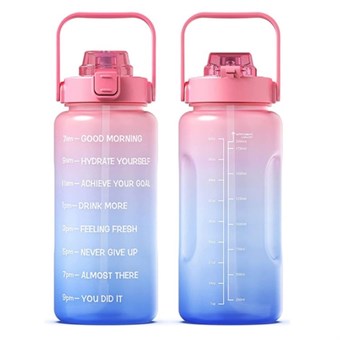 2L Portable Outdoor Travel Sports Water Bottle Fitness Straw Cup with Time Marker (BPA Free, No FDA Certificate)
