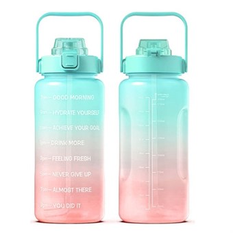 2L Portable Outdoor Travel Sports Water Bottle Fitness Straw Cup with Time Marker (BPA Free, No FDA Certificate)